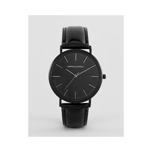 Классические часы черного цвета с ремешком из искусственной кожи ASOS DESIGN