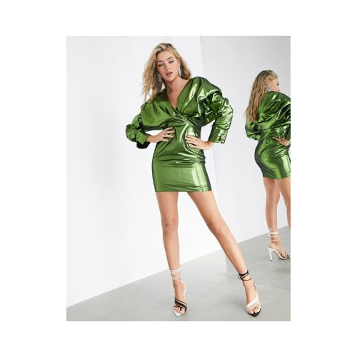 Коктейльное платье с эффектом металлик ASOS EDITION Зеленый