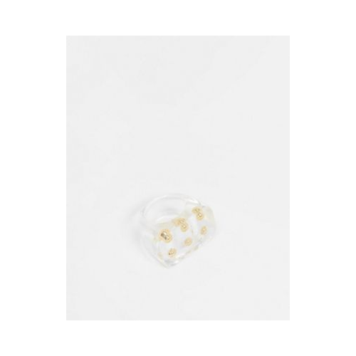 Кольцо из прозрачного пластика с золотистыми шариками ASOS DESIGN