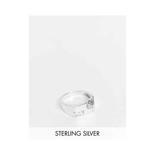 Кольцо-печатка из полированного стерлингового серебра с дизайном в виде пятнышек ASOS DESIGN