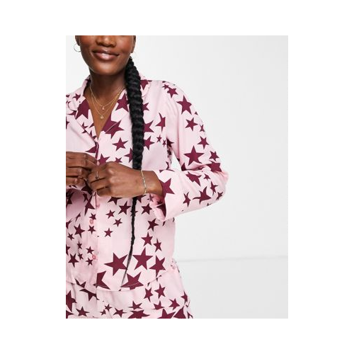 Комбинируемая пижамная рубашка из модала розового цвета с принтом звезд ASOS DESIGN-Розовый