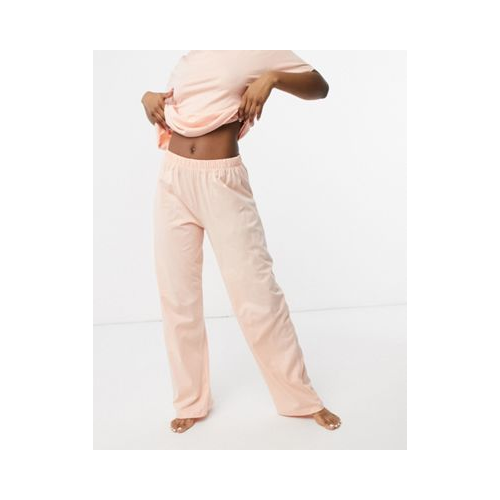 Комбинируемые пижамные брюки персикового цвета прямого кроя ASOS DESIGN-Розовый