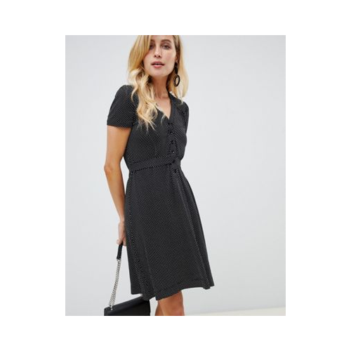 Короткое приталенное платье в горошек French Connection Черный