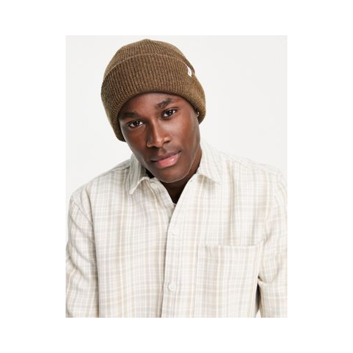 Коричневая шапка-бини из пряжи с добавлением шерсти Selected Homme-Коричневый цвет