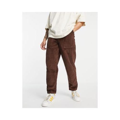 Коричневые брюки широкого кроя из вельвета с крупной фактурой ASOS DESIGN-Коричневый цвет