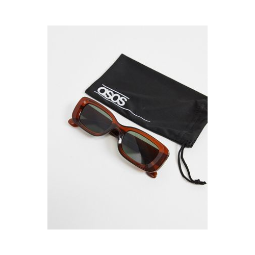 Коричневые солнцезащитные очки в квадратной скошенной оправе с линзами G-15 ASOS DESIGN-Коричневый цвет