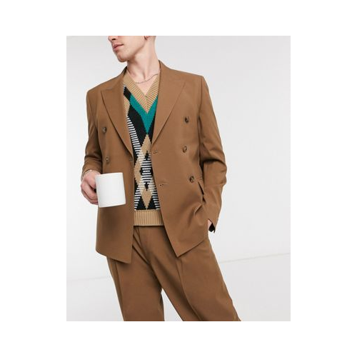 Коричневый прямой пиджак ASOS DESIGN-Коричневый цвет