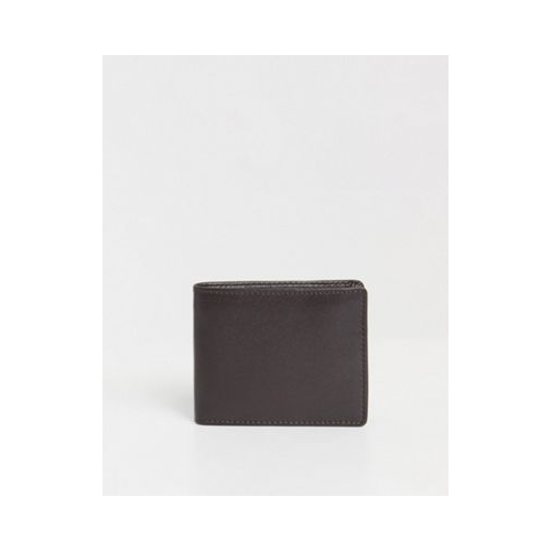 Коричневый складывающийся вдвое бумажник из сафьяновой кожи с тиснением ASOS DESIGN-Коричневый цвет