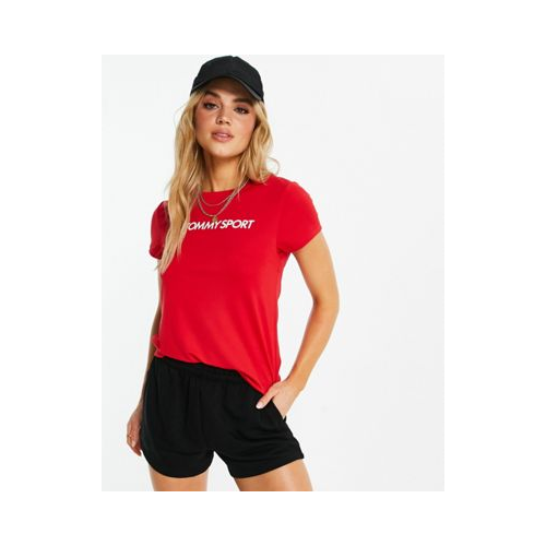 Красная футболка с логотипом на груди Tommy Hilfiger Sport