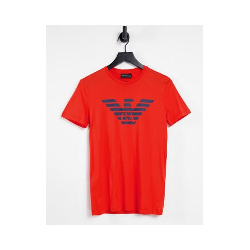 Красная футболка с логотипом в виде орла на груди Emporio Armani