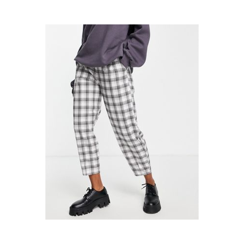 Кремовые брюки в клетку с широкими штанинами Hollister-Светло-бежевый цвет