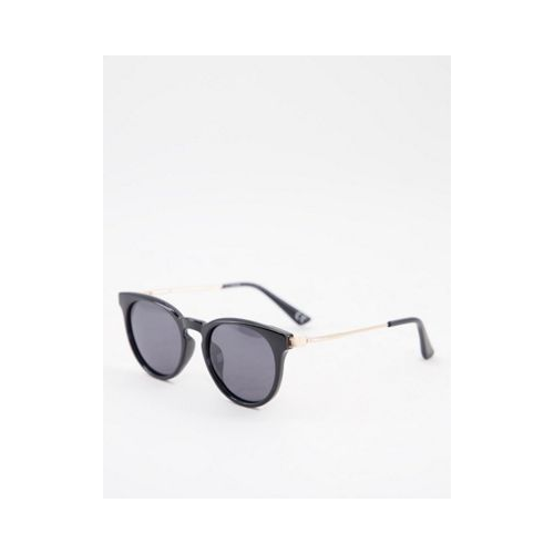 Круглые черные солнцезащитные очки с поляризованными стеклами и металлическими дужками ASOS DESIGN