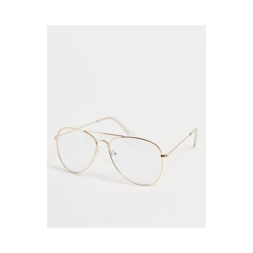 Круглые очки с защитой от синего света в золотистой оправе Madein