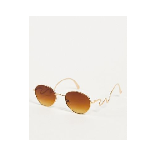 Круглые солнцезащитные очки с декорированным дужками Jeepers Peepers Золотистый