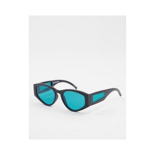 Круглые солнцезащитные очки унисекс в черной оправе с бирюзовыми линзами и элементами на дужках Spitfire Cobain 2-Черный цвет