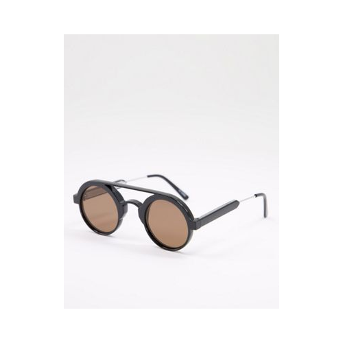 Круглые солнцезащитные очки унисекс в черной оправе с коричневыми линзами Spitfire Ambient