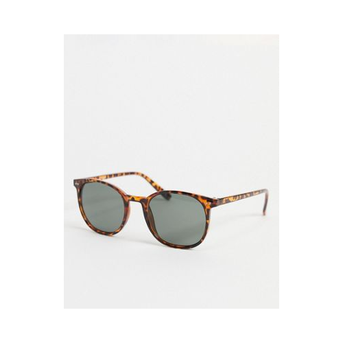 Круглые солнцезащитные очки в тонкой черепаховой оправе ASOS DESIGN-Коричневый цвет