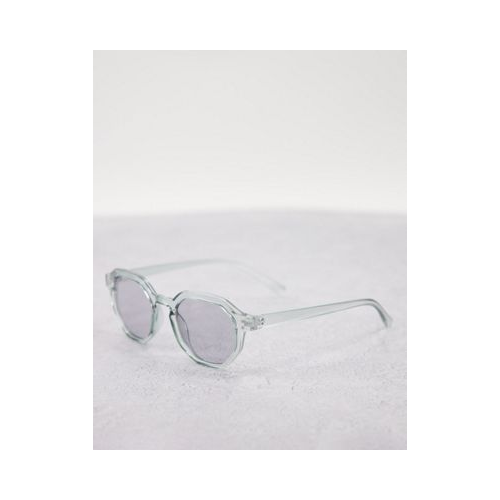Круглые солнцезащитные очки в прозрачной оправе серого цвета со слегка дымчатыми стеклами ASOS DESIGN