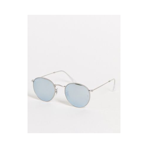 Круглые солнцезащитные очки в серебристой оправе в стиле унисекс Ray-Ban