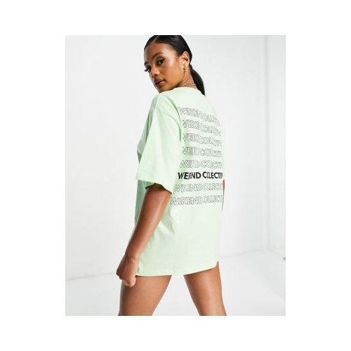 Лаймовая oversized-футболка с логотипом ASOS Weekend Collective-Зеленый цвет