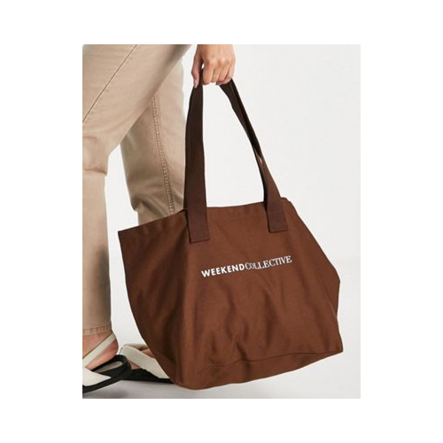 Парусиновая сумка-тоут коричневого цвета ASOS Weekend Collective-Коричневый
