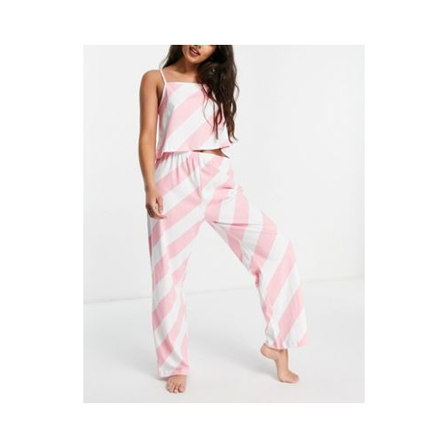 Пижамный комплект из майки и брюк в карамельную полоску Wednesday's Girl-Розовый цвет