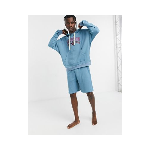 Пижамный комплект из шорт и худи с принтом-названием города ASOS DESIGN Голубой