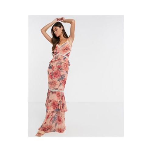 Платье макси с годе и цветочным принтом Hope & Ivy-Розовый