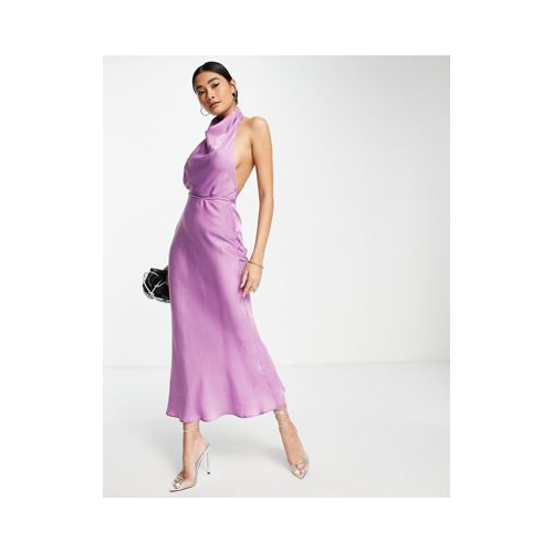 Платье миди с американской проймой и поясом на талии ASOS DESIGN-Фиолетовый цвет