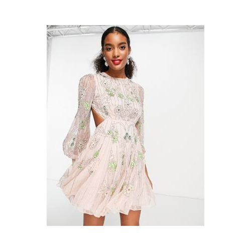 Платье мини с цветочной отделкой и вырезом ASOS EDITION-Розовый