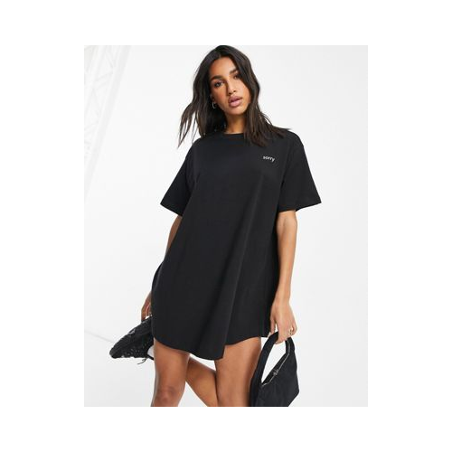 Платье-футболка в стиле oversized с надписью Night Addict Черный