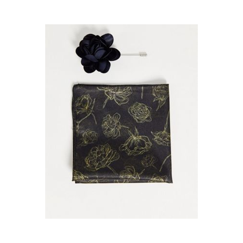 Платок для нагрудного кармана с цветочным принтом и цветок на лацкан Bolongaro Trevor-Черный