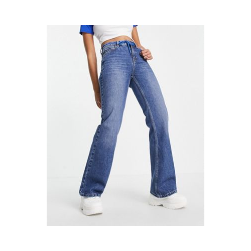 Плотные расклешенные джинсы сине-голубого цвета Topshop Two