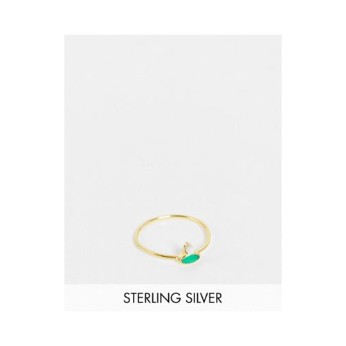Позолоченное тонкое кольцо из стерлингового серебра с кристаллом Kingsley Ryan Золотистый