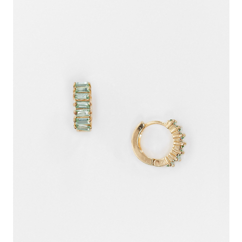 Позолоченные серьги-кольца с зелеными камнями Reclaimed Vintage inspired Золотой