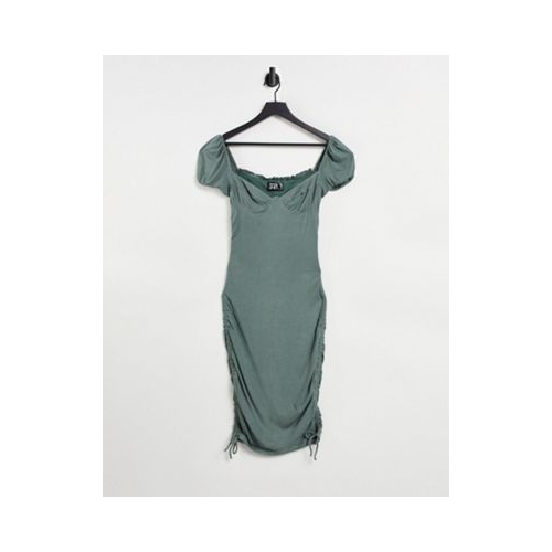 Присборенное платье мини цвета хаки Parallel Lines-Зеленый