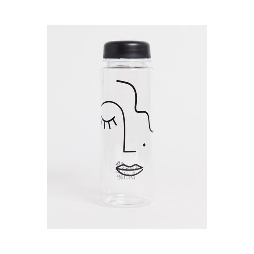 Прозрачная бутылка для воды с абстрактным рисунком лица Sass & Belle