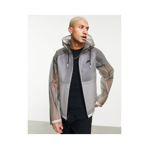 Прозрачная непромокаемая куртка серого цвета с капюшоном Nike Revival