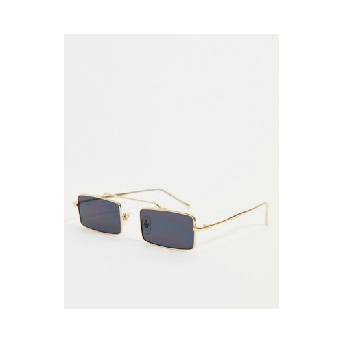 Прямоугольные солнцезащитные очки в золотистой оправе с черными стеклами My Accessories London