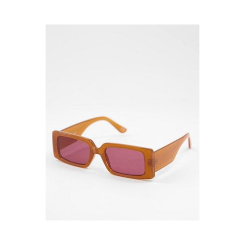 Прямоугольные солнцезащитные очки в средней коричневой оправе из переработанных материалов ASOS DESIGN Recycled