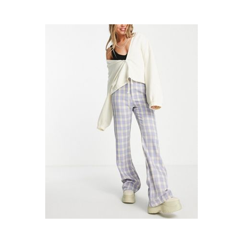 Прямые брюки в клетку пастельного цвета с завышенной талией от комплекта Daisy Street-Фиолетовый