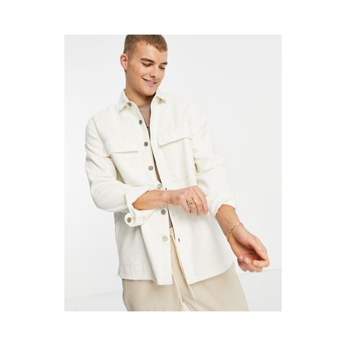 Рубашка-куртка цвета экрю с эффектом потертости Topman-Светло-бежевый