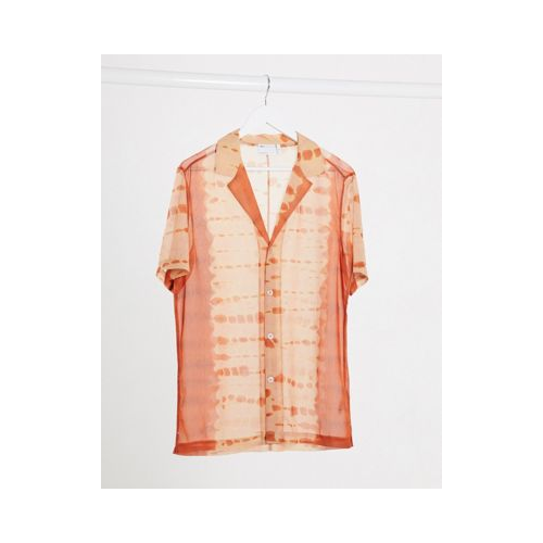 Рубашка классического кроя с принтом тай-дай ASOS DESIGN-Оранжевый цвет