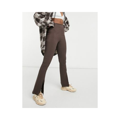 Расклешенные брюки из бенгалина с разрезами спереди ASOS 4505-Коричневый цвет