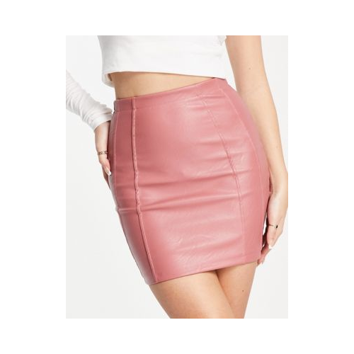 Розовая мини-юбка из искусственной кожи от комплекта Rebellious Fashion-Розовый цвет