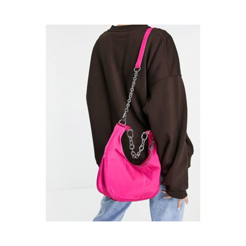 Розовая нейлоновая сумка на плечо с ремешком-цепочкой Topshop-Розовый цвет