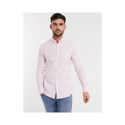 Розовая облегающая оксфордская рубашка с длинными рукавами New Look