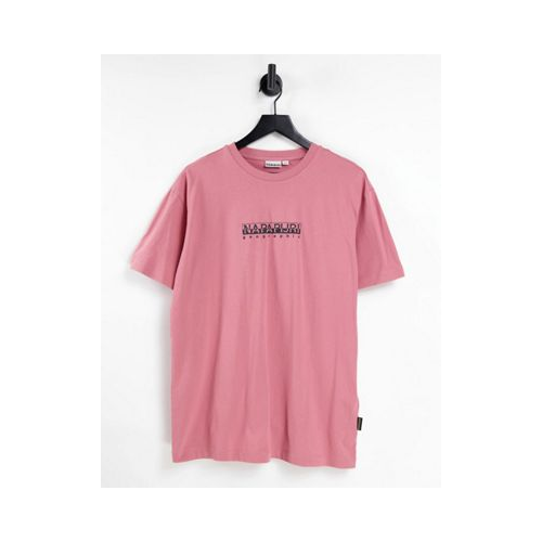 Розовая футболка Napapijri Box-Розовый цвет