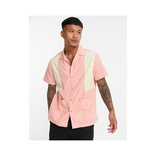 Розовая рубашка с открытым отложным воротником в стиле формы для боулинга с дизайном пэчворк ASOS DESIGN-Розовый цвет