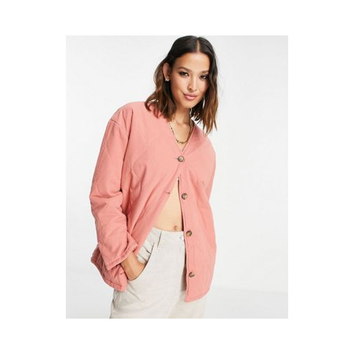 Розовая выбеленная стеганая куртка свободного кроя Topshop-Розовый цвет